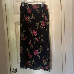Black Floral Maxi Skirt (vintage)